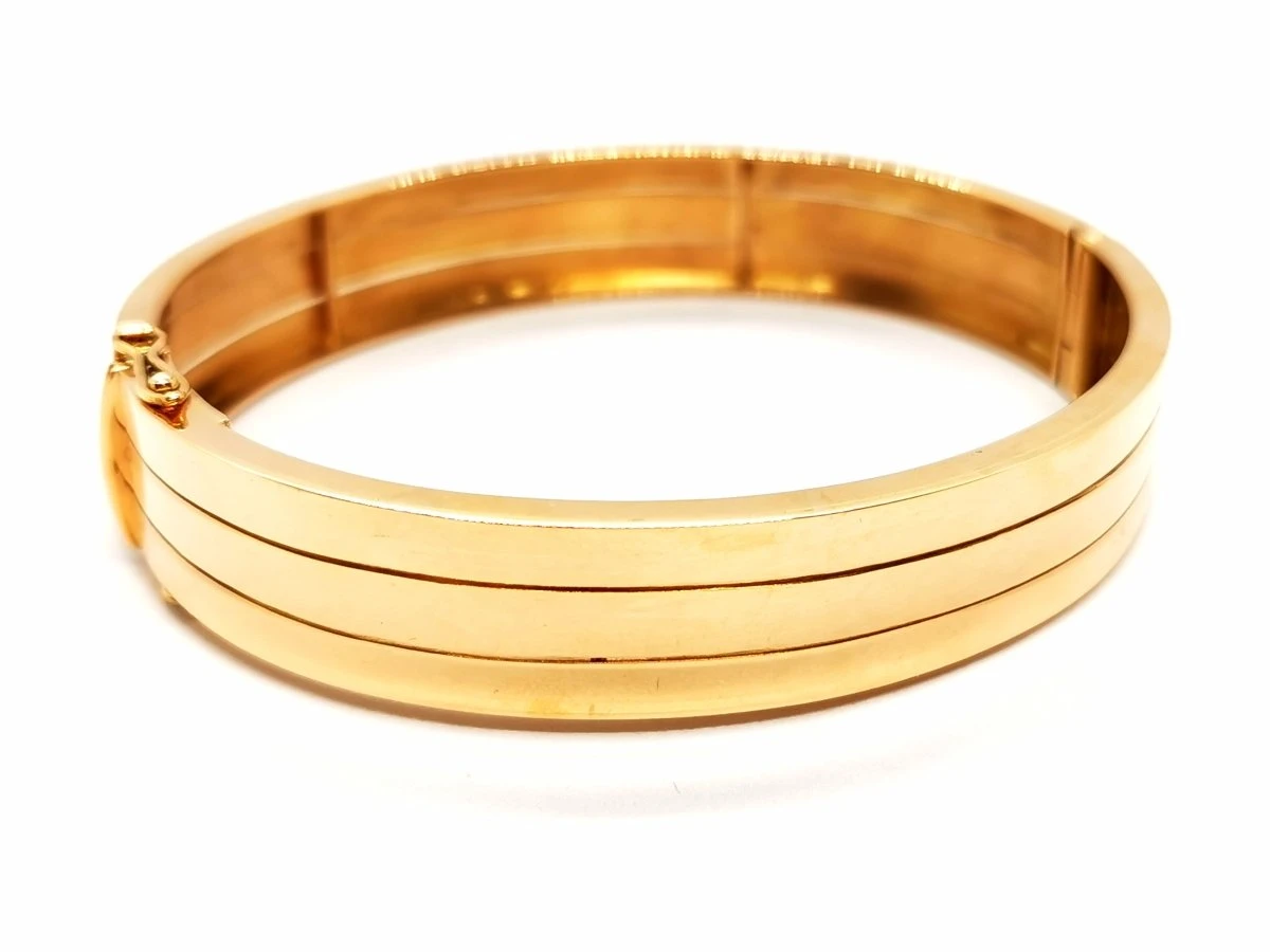 Bracelet Jonc 3 Rangs En Or Jaune 2 Bracelet Jonc 3 Rangs En Or Jaune – Image 2