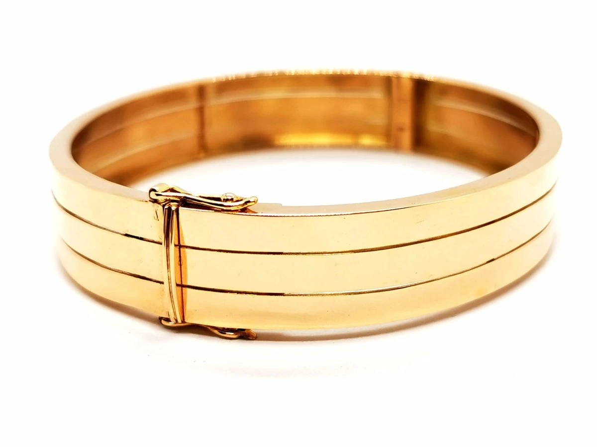 Bracelet Jonc 3 Rangs En Or Jaune 6 Bracelet Jonc 3 Rangs En Or Jaune – Image 6