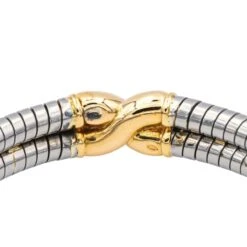 Bracelet Jonc BULGARI En Or Jaune Et Acier -Castafiore Boutique bracelet jonc bulgari en or jaune et acier 144445