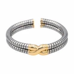 Bracelet Jonc BULGARI En Or Jaune Et Acier -Castafiore Boutique bracelet jonc bulgari en or jaune et acier 685315