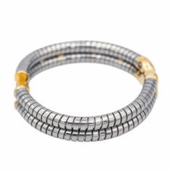 Bracelet Jonc BULGARI En Or Jaune Et Acier -Castafiore Boutique bracelet jonc bulgari en or jaune et acier 868650