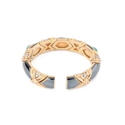 Bracelet Jonc BULGARI En Or Jaune, Hématite, émeraudes Et Diamants 9 Bracelet Jonc BULGARI En Or Jaune, Hématite, émeraudes Et Diamants -Castafiore Boutique bracelet jonc bulgari en or jaune hematite emeraudes et diamants 339735