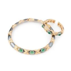 Bracelet Jonc BULGARI En Or Jaune, Hématite, émeraudes Et Diamants 13 Bracelet Jonc BULGARI En Or Jaune, Hématite, émeraudes Et Diamants -Castafiore Boutique bracelet jonc bulgari en or jaune hematite emeraudes et diamants 423436
