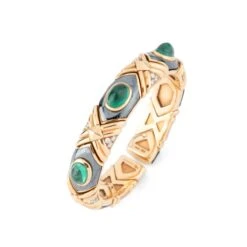 Bracelet Jonc BULGARI En Or Jaune, Hématite, émeraudes Et Diamants 10 Bracelet Jonc BULGARI En Or Jaune, Hématite, émeraudes Et Diamants -Castafiore Boutique bracelet jonc bulgari en or jaune hematite emeraudes et diamants 960944