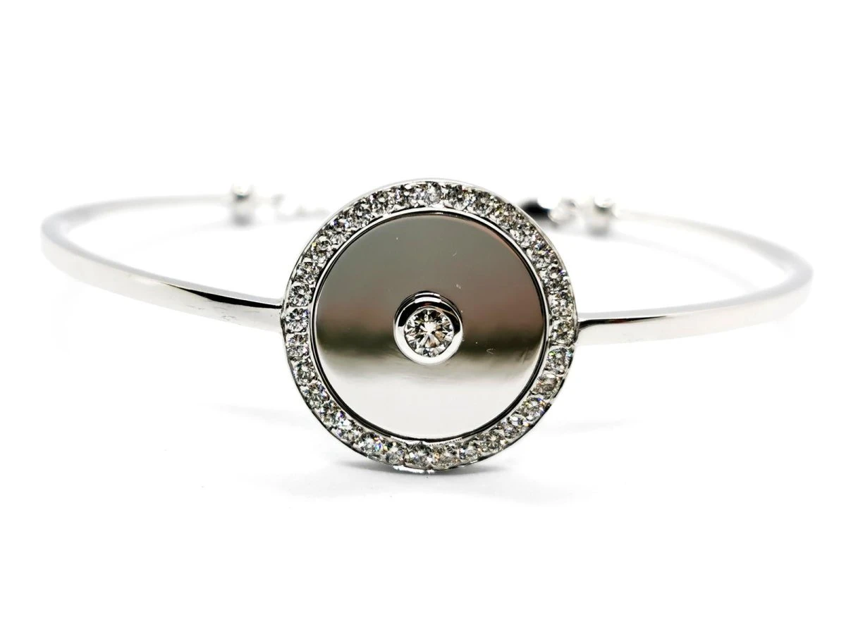 Bracelet Jonc En Or Blanc Et En Diamants 11 Bracelet Jonc En Or Blanc Et En Diamants – Image 11