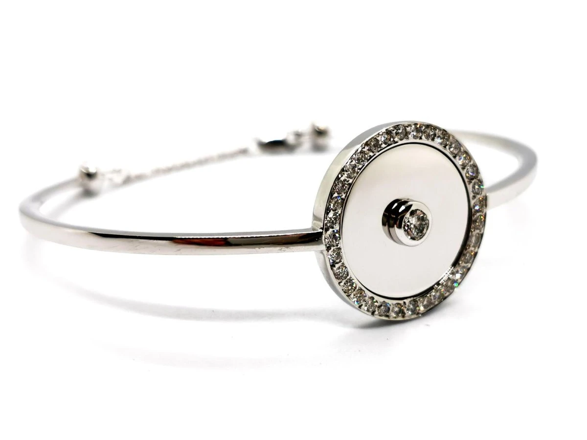 Bracelet Jonc En Or Blanc Et En Diamants 2 Bracelet Jonc En Or Blanc Et En Diamants – Image 2