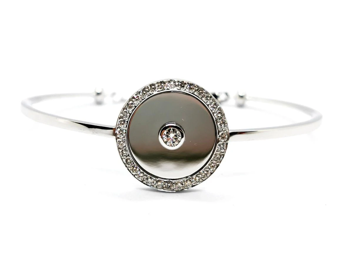 Bracelet Jonc En Or Blanc Et En Diamants 1 Bracelet Jonc En Or Blanc Et En Diamants