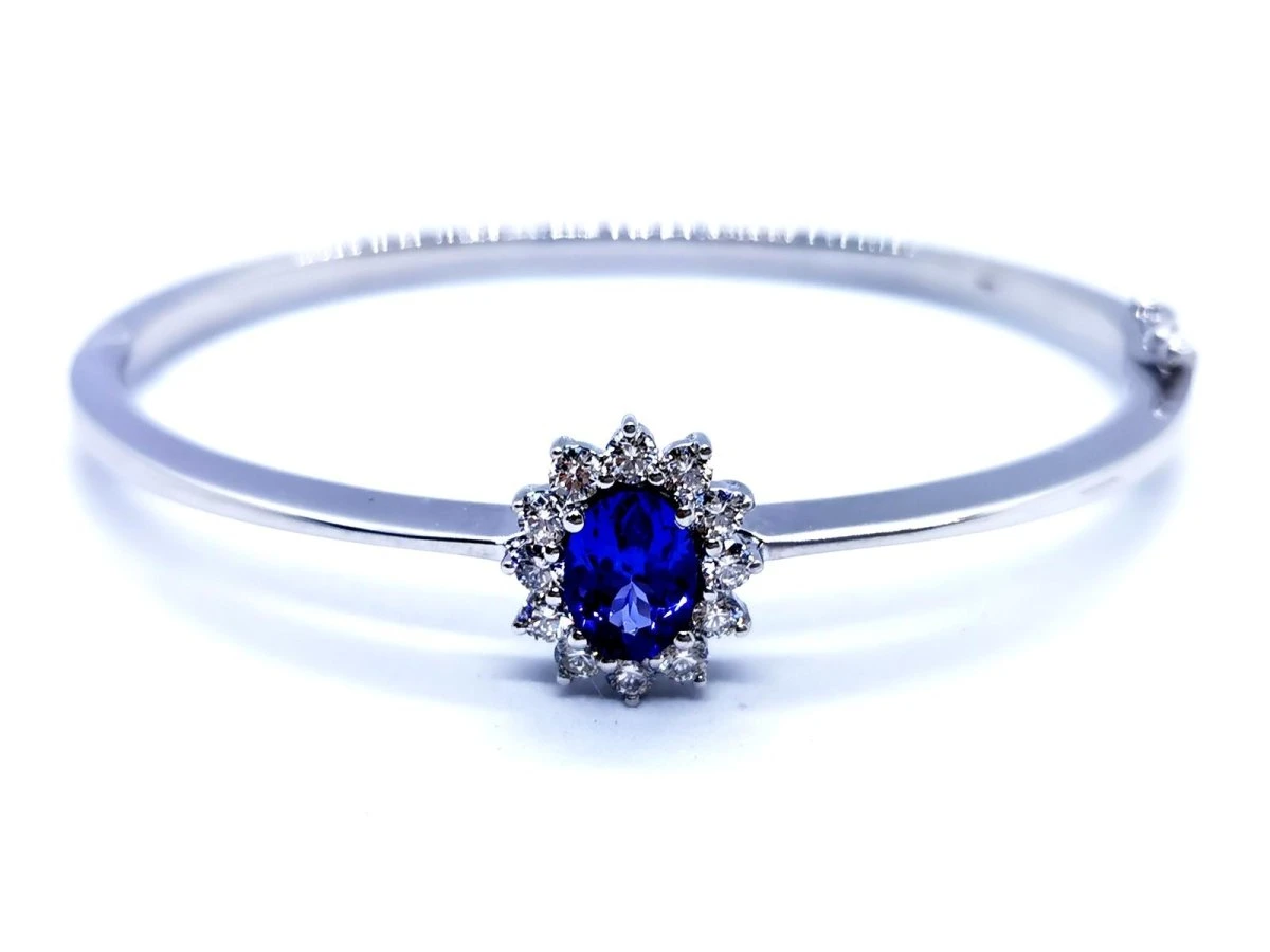Bracelet Jonc En Or Blanc Et Tanzanite 9 Bracelet Jonc En Or Blanc Et Tanzanite – Image 9