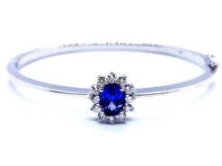 Bracelet Jonc En Or Blanc Et Tanzanite
