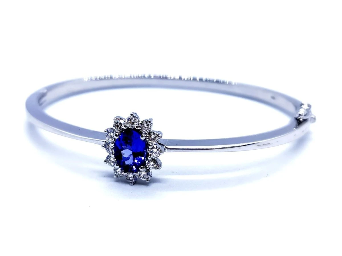 Bracelet Jonc En Or Blanc Et Tanzanite 3 Bracelet Jonc En Or Blanc Et Tanzanite – Image 3