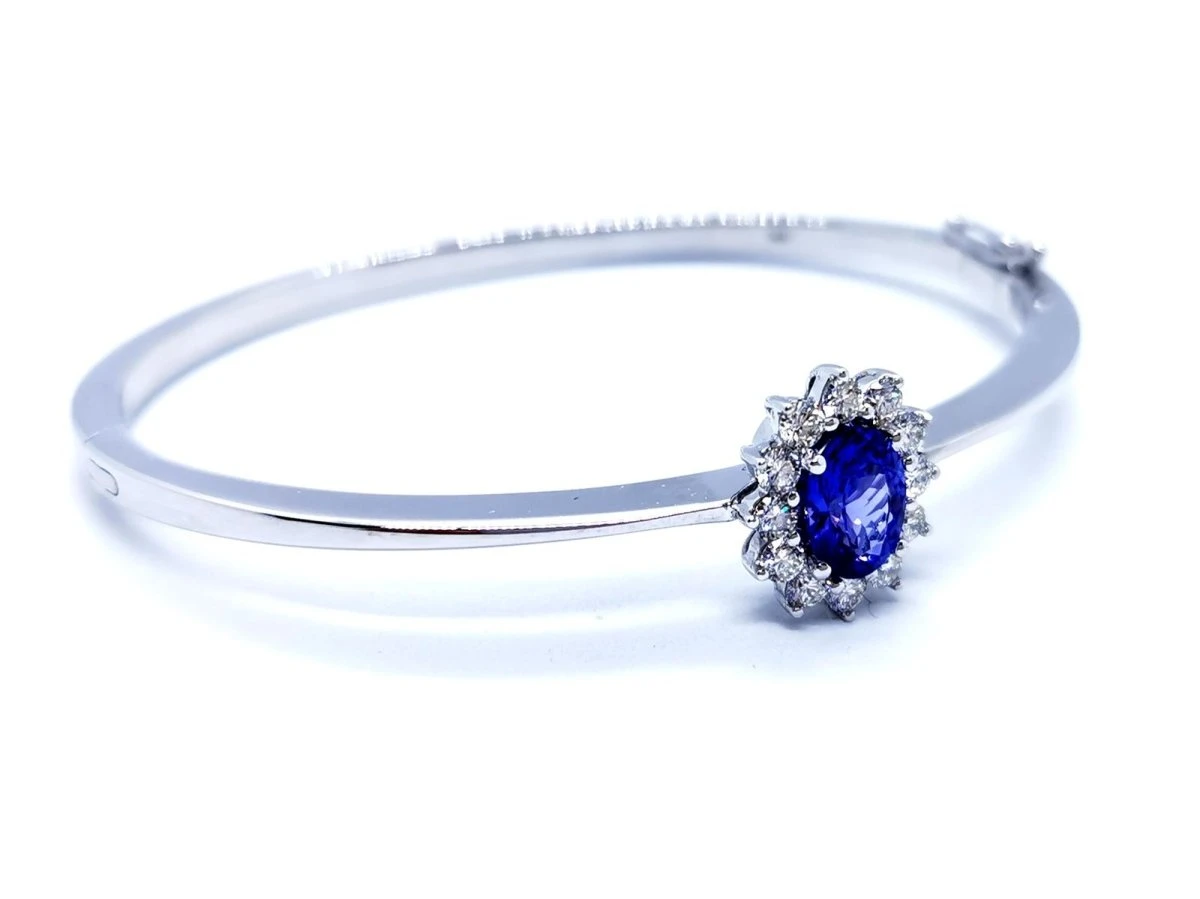 Bracelet Jonc En Or Blanc Et Tanzanite 7 Bracelet Jonc En Or Blanc Et Tanzanite – Image 7