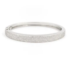 Bracelet Jonc En Or Blanc Pavé Iamant
