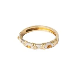 Bracelet Jonc En Or Jaune Et Blanc, Nacre, Citrine Et Diamants