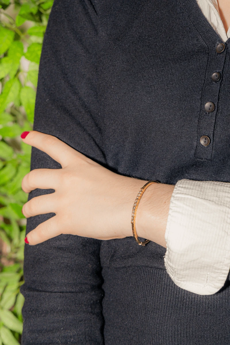 Bracelet Jonc En Or Jaune Et Diamant 2 Bracelet Jonc En Or Jaune Et Diamant – Image 2