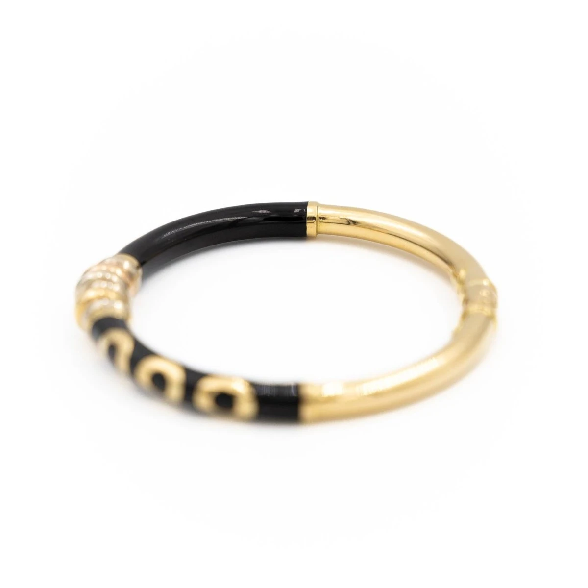 Bracelet Jonc En Or Jaune Et émail Noir 4 Bracelet Jonc En Or Jaune Et émail Noir – Image 4