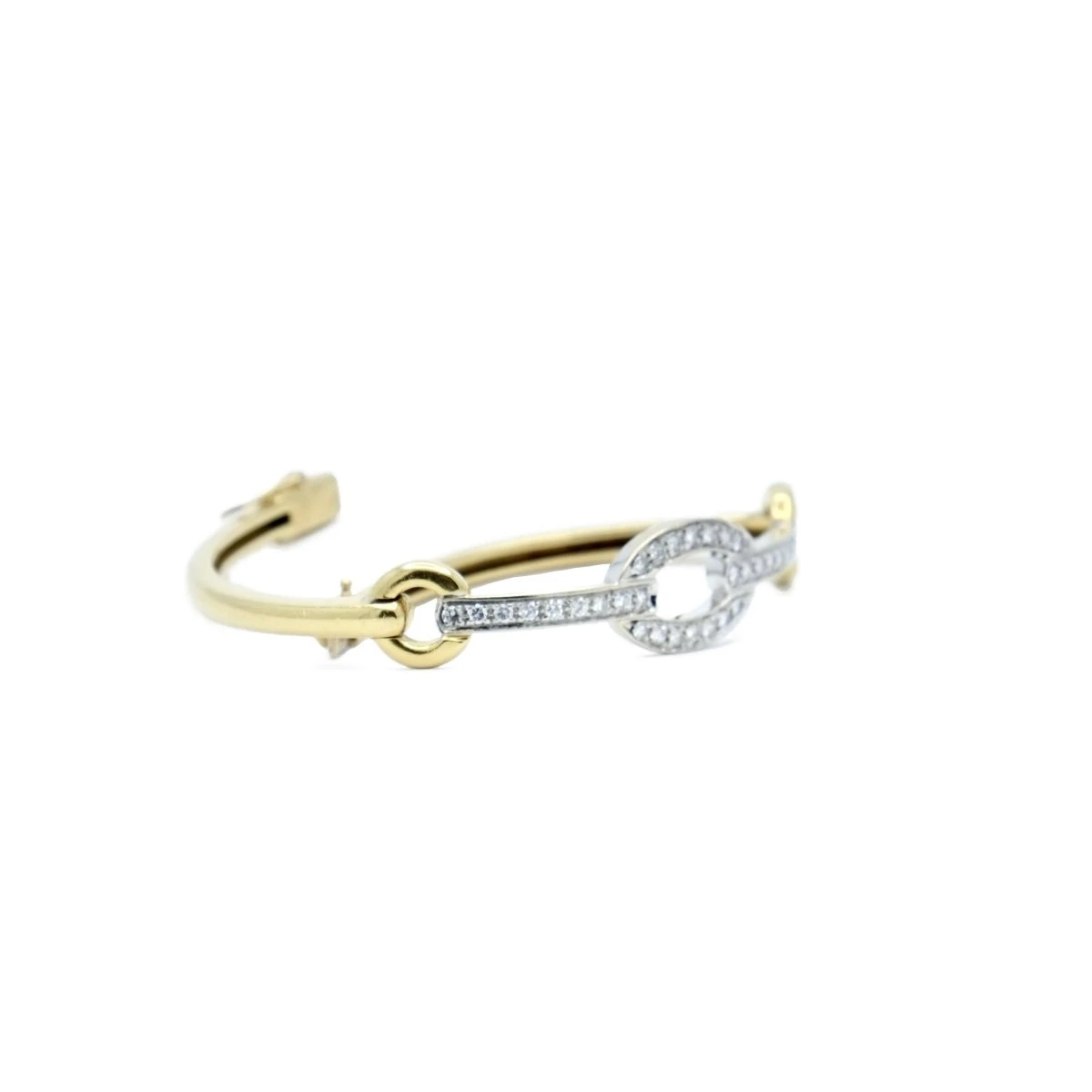 Bracelet Jonc En Or Jaune, Or Blanc Et Diamants 5 Bracelet Jonc En Or Jaune, Or Blanc Et Diamants – Image 5