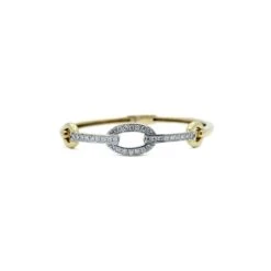 Bracelet Jonc En Or Jaune, Or Blanc Et Diamants