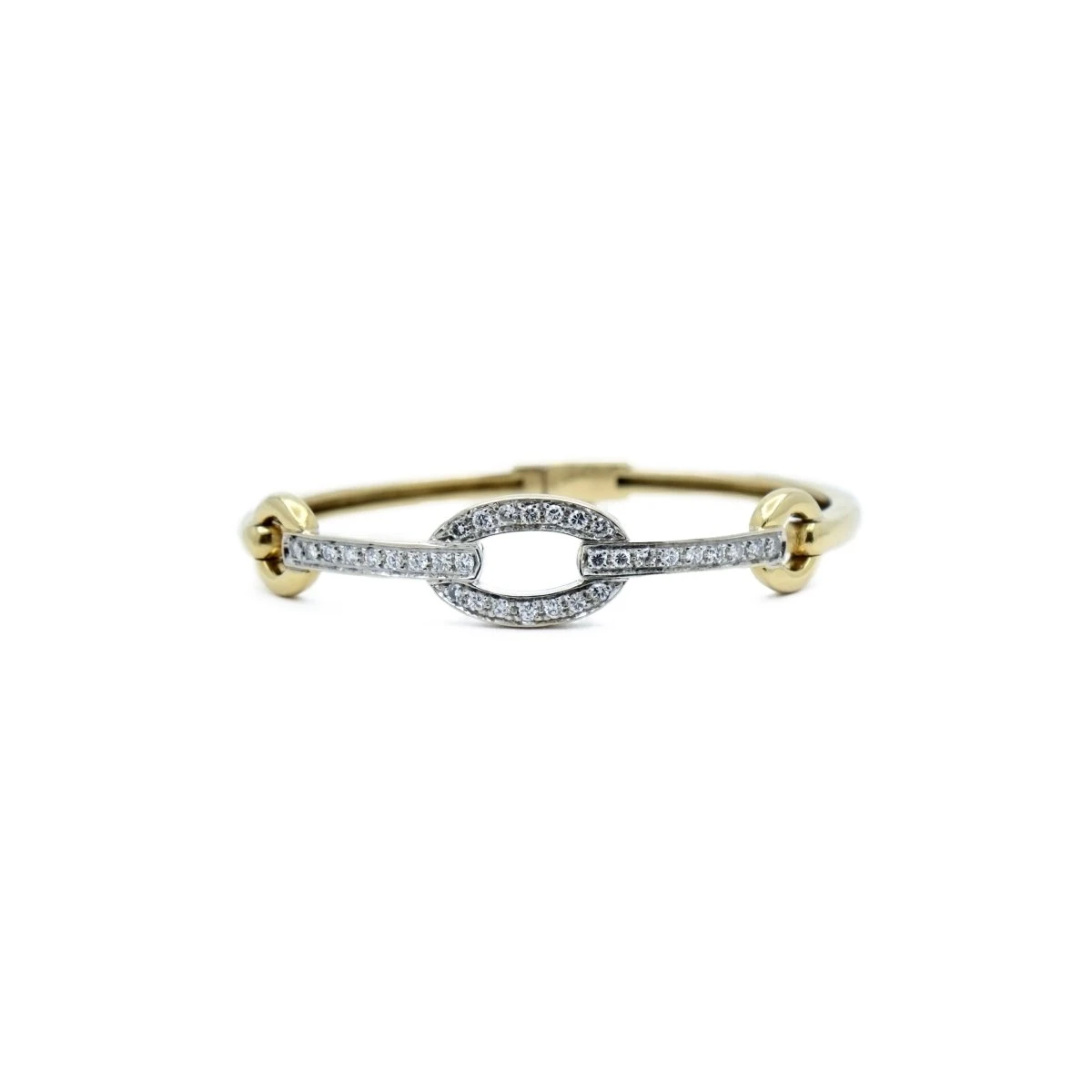 Bracelet Jonc En Or Jaune, Or Blanc Et Diamants 1 Bracelet Jonc En Or Jaune, Or Blanc Et Diamants