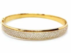 Bracelet Jonc En Or Jaune Pavé Diamants