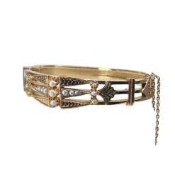 Bracelet Jonc En Or Jaune Rosé Et Perles Fines -Castafiore Boutique bracelet jonc en or jaune rose et perles fines 156596