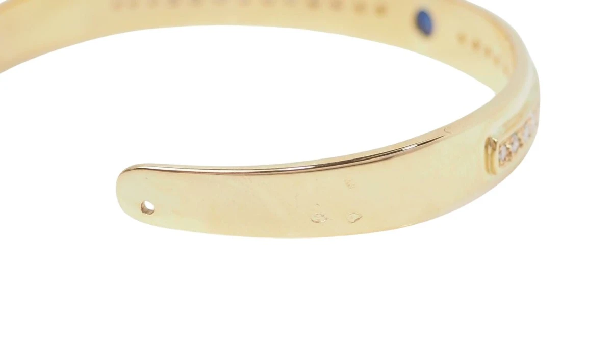 Bracelet Jonc En Or Jaune, Saphir Et Diamants 4 Bracelet Jonc En Or Jaune, Saphir Et Diamants – Image 4