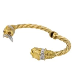 Bracelet Jonc Lions En Or Jaune Et Diamants -Castafiore Boutique bracelet jonc lions en or jaune et diamants 884889