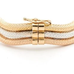 Bracelet Jonc Ondulé En Ors Jaune, Blanc Et Rose -Castafiore Boutique bracelet jonc ondule en ors jaune blanc et rose 286523