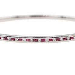 Bracelet Jonc Or Blanc Avec Rubis Et Diamants -Castafiore Boutique bracelet jonc or blanc avec rubis et diamants 571916