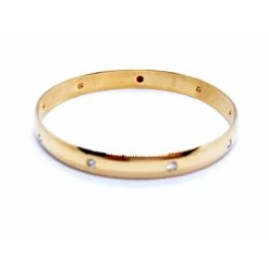 Bracelet Jonc Rigide En Or Jaune Et Rubis -Castafiore Boutique bracelet jonc rigide en or jaune et rubis 671404