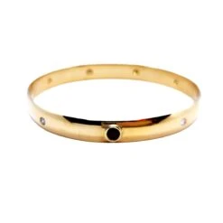 Bracelet Jonc Rigide En Or Jaune Et Rubis