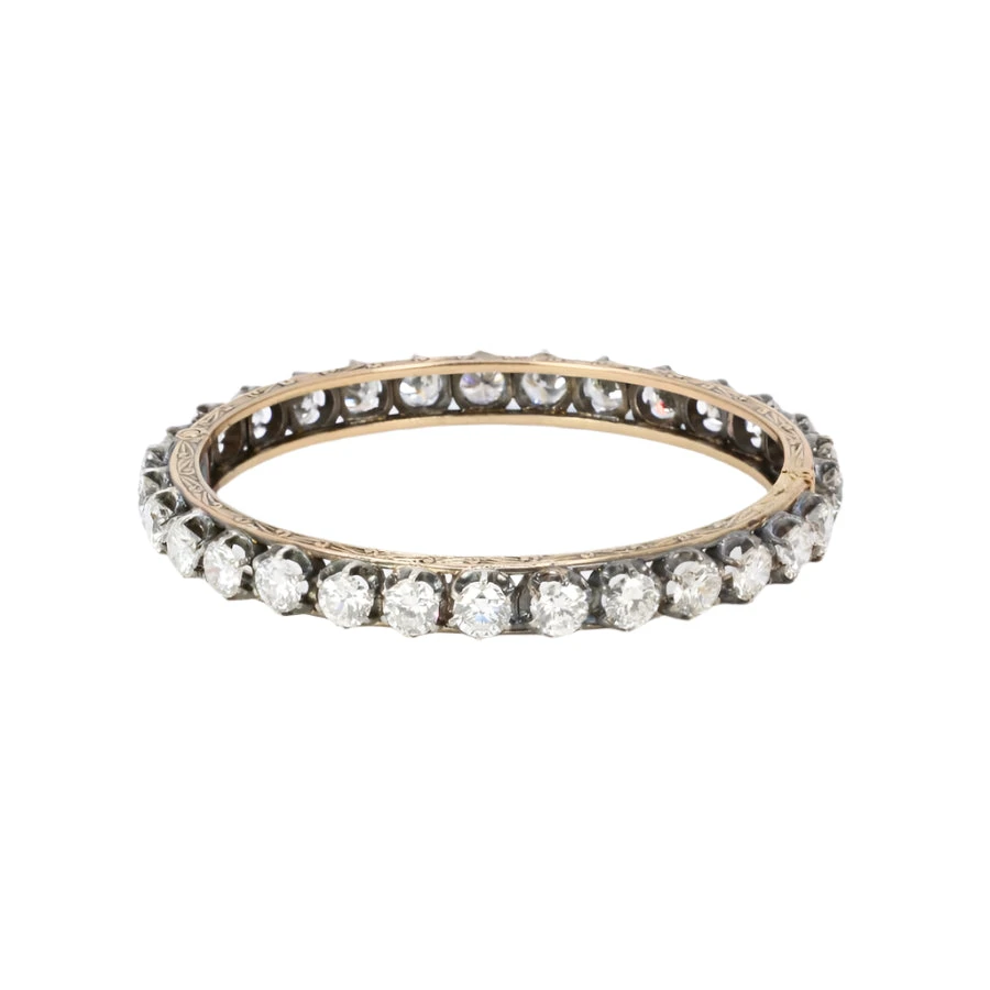 Bracelet Jonc En Or, Argent Et Diamants 1 Bracelet Jonc En Or, Argent Et Diamants