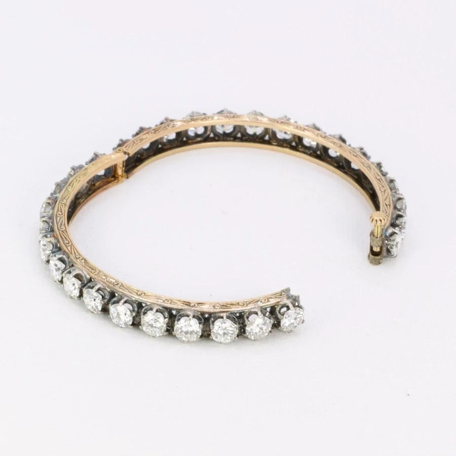 Bracelet Jonc En Or, Argent Et Diamants 8 Bracelet Jonc En Or, Argent Et Diamants – Image 8