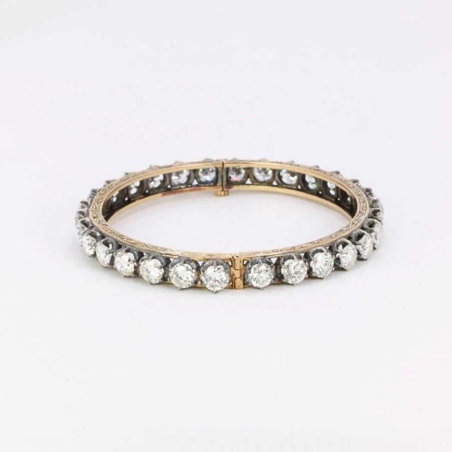 Bracelet Jonc En Or, Argent Et Diamants 4 Bracelet Jonc En Or, Argent Et Diamants – Image 4