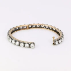 Bracelet Jonc En Or, Argent Et Diamants 21 Bracelet Jonc En Or, Argent Et Diamants -Castafiore Boutique bracelet jonc vintage or argent diamants 12 ct 821925
