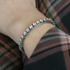 Bracelet Jonc En Or, Argent Et Diamants 24 Bracelet Jonc En Or, Argent Et Diamants -Castafiore Boutique bracelet jonc vintage or argent diamants 12 ct 825431