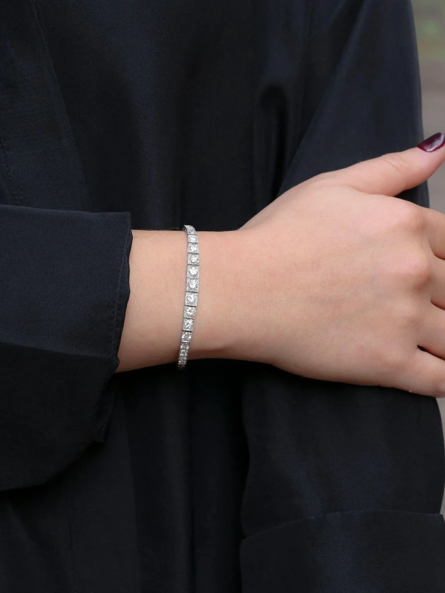Bracelet Ligne Diamants Or Blanc Platine 13 Bracelet Ligne Diamants Or Blanc Platine – Image 13