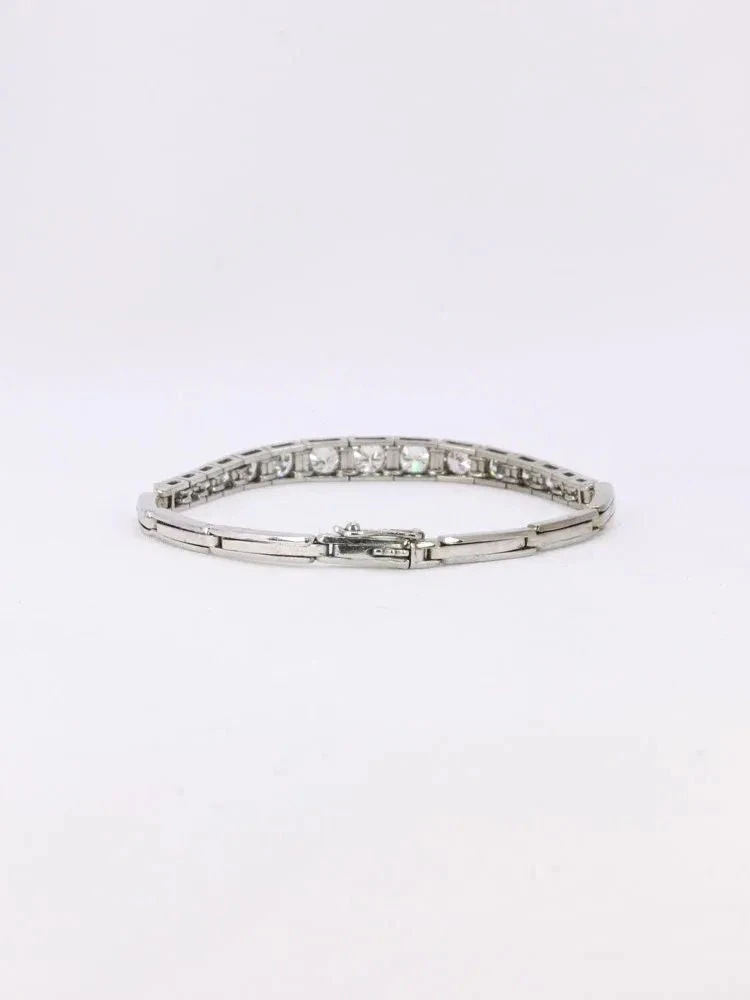 Bracelet Ligne Diamants Or Blanc Platine 5 Bracelet Ligne Diamants Or Blanc Platine – Image 5