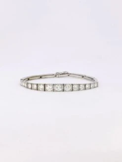 Bracelet Ligne Diamants Or Blanc Platine
