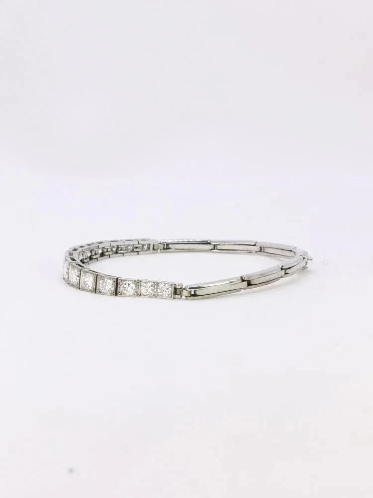Bracelet Ligne Diamants Or Blanc Platine 4 Bracelet Ligne Diamants Or Blanc Platine – Image 4