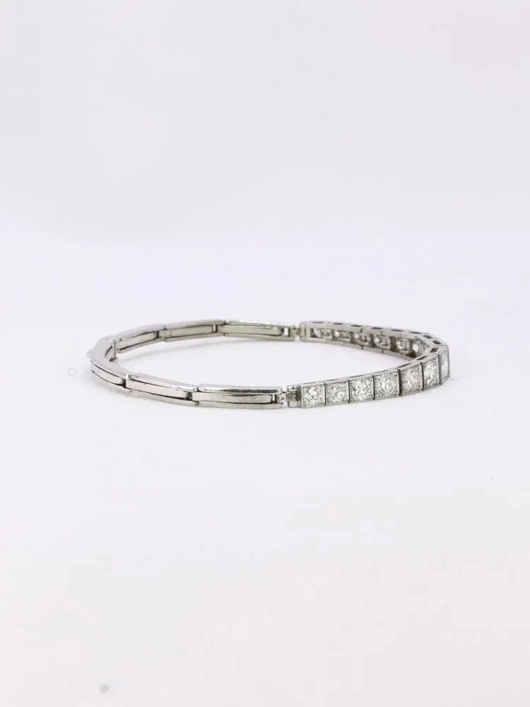 Bracelet Ligne Diamants Or Blanc Platine 6 Bracelet Ligne Diamants Or Blanc Platine – Image 6