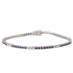 Bracelet Ligne En Or Blanc Saphirs Et Diamants