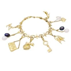 Miller Bracelet Louis Vuitton, "Idylle",breloques, Or Jaune, Or Blanc, Perles.