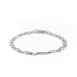 Bracelet Maille Alternée En Or Blanc Diamant