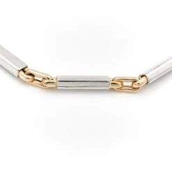 Bracelet Maille Alternée En Ors Jaune Et Blanc -Castafiore Boutique bracelet maille alternee en ors jaune et blanc 387240