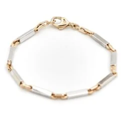 Bracelet Maille Alternée En Ors Jaune Et Blanc -Castafiore Boutique bracelet maille alternee en ors jaune et blanc 476215