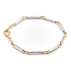 Bracelet Maille Alternée En Ors Jaune Et Blanc -Castafiore Boutique bracelet maille alternee en ors jaune et blanc 636915