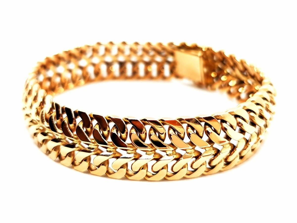 Bracelet Maille Double En Or Rose 6 Bracelet Maille Double En Or Rose – Image 6