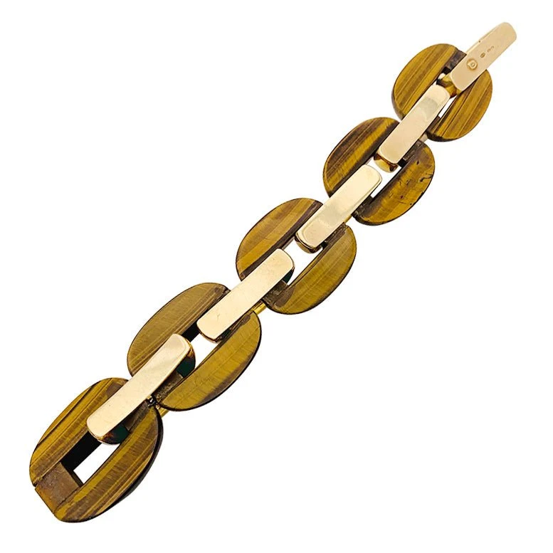Miller Bracelet Maille En Or Jaune Et Oeil De Tigre 4 Miller Bracelet Maille En Or Jaune Et Oeil De Tigre – Image 4