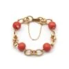 Bracelet Maille En Or Jaune Et Perles De Corail
