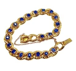 Bracelet Maille En Or Jaune Et Saphirs